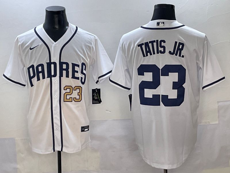 Men 2025 San Diego Padres #23 Tatis jr White Game Nike MLB Jersey style 5
